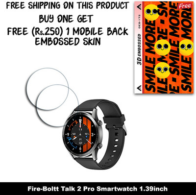 ARBAN Screen Guard for Fire-Boltt Talk 2 Pro Smartwatch 1.39inch (FREE 250 RUPEES 1 3D EMBOSSED SKIN FOR MOBILE BACK W2S172)(Pack of 2)