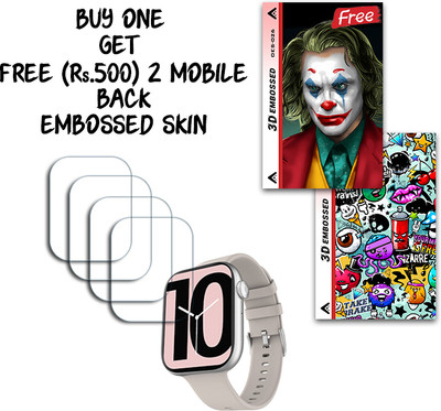 ARBAN Screen Guard for Fire-Boltt Ring 3 Smart Watch 1.8 inch WITH FREE 500 RUPEES 2 3D EMBOSSED SKIN FOR MOBILE BACK S026(Pack of 4)