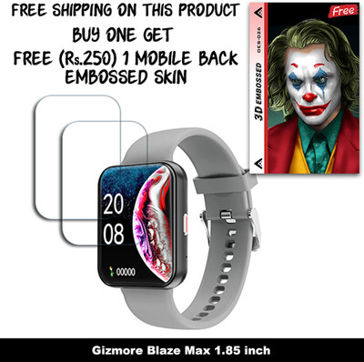 ARBAN Screen Guard for Gizmore Blaze Max 1.85 inch WITH FREE 250 RUPEES 1 3D EMBOSSED SKIN FOR MOBILE BACK W2S026(Pack of 2)