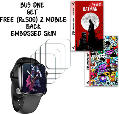 SOMTONE Screen Guard for crossbeats Ignite S5 1.96 inch WITH FREE 500 RUPEES 2 3D EMBOSSED SKIN FOR MOBILE BACK S034(Pack of 4)