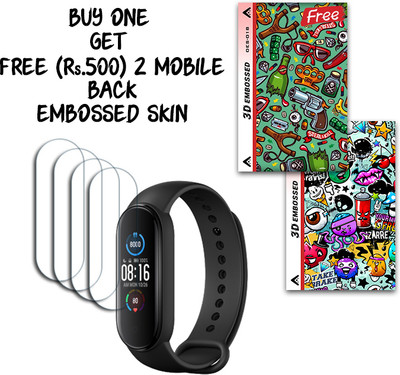 SOMTONE Screen Guard for Mi Smart Band 5 1.1 inch WITH FREE 500 RUPEES 2 3D EMBOSSED SKIN FOR MOBILE BACK S018(Pack of 4)