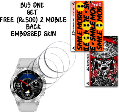 SOMTONE Screen Guard for Fire-Boltt Dagger 1.43 WITH FREE 500 RUPEES 2 3D EMBOSSED SKIN FOR MOBILE BACK S172(Pack of 4)