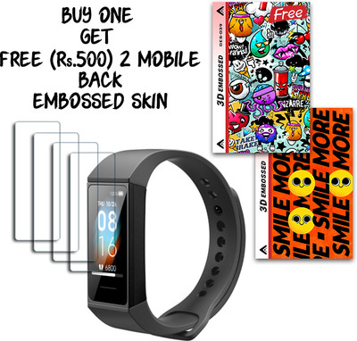 SOMTONE Screen Guard for Mi Smart Band 4C 1.08 inch WITH FREE 500 RUPEES 2 3D EMBOSSED SKIN FOR MOBILE BACK S039(Pack of 4)