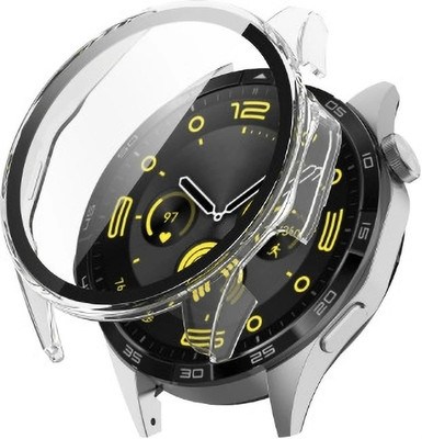KAZUKI Screen Guard for Huawei Watch GT4 46mm PC+Tempered Glass Watch Case (Clear)(Pack of 1)
