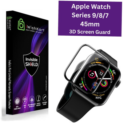 iWishKart Edge To Edge Screen Guard for Apple Watch Series 8 45mm, iwatch 45 mm, Smart Watch NOT Included, NOT Tempered Glass, 3D Curved Screen Guard, Series 9 / 7 45mm(Pack of 1)