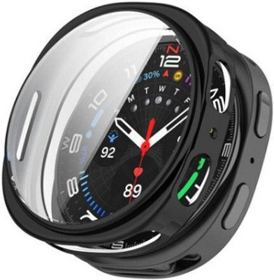 KAZUKI Screen Guard for Samsung Galaxy Watch 8 44mm All Coverage Electroplated TPU Watch Protective Case (Black)(Pack of 1)