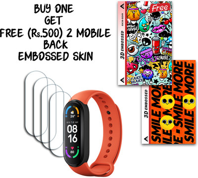 SOMTONE Screen Guard for Mi Smart Band 6 NFC 1.56 inch WITH FREE 500 RUPEES 2 3D EMBOSSED SKIN FOR MOBILE BACK S039(Pack of 4)