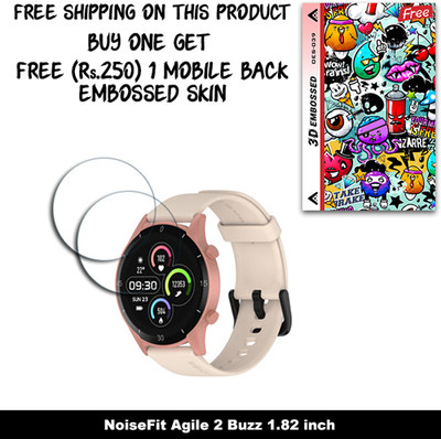 SOMTONE Screen Guard for NoiseFit Agile 2 Buzz 1.82 inch (FREE 250 RUPEES 1 3D EMBOSSED SKIN FOR MOBILE BACK W2S039)(Pack of 2)