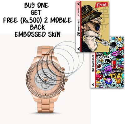 SOMTONE Screen Guard for fossil Stella Gen 6 Hybrid 0.94 inch WITH FREE 500 RUPEES 2 3D EMBOSSED SKIN FOR MOBILE BACK S001(Pack of 4)