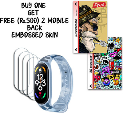 SOMTONE Screen Guard for Xiaomi Smart Band 7 1.62 inch WITH FREE 500 RUPEES 2 3D EMBOSSED SKIN FOR MOBILE BACK S001(Pack of 4)