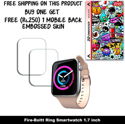 SOMTONE Screen Guard for Fire-Boltt Ring Smartwatch 1.7 inch (FREE 250 RUPEES 1 3D EMBOSSED SKIN FOR MOBILE BACK W2S039)(Pack of 2)