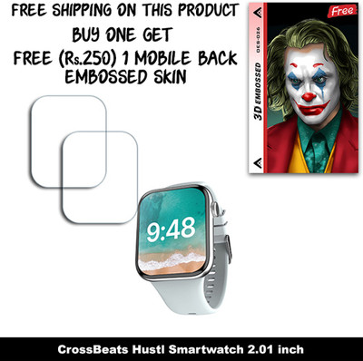 ARBAN Screen Guard for CrossBeats Hustl Smartwatch 2.01 inch WITH FREE 250 RUPEES 1 3D EMBOSSED SKIN FOR MOBILE BACK W2S026(Pack of 2)