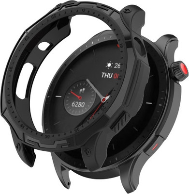 KAZUKI Screen Guard for Amazfit GTR 4 / GTR 4 Pro Armor Hollow TPU Watch Case (Black)(Pack of 1)