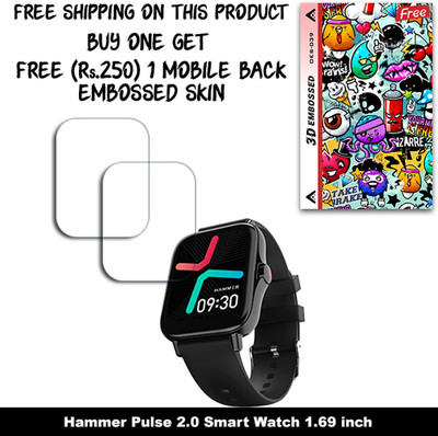 SOMTONE Screen Guard for Hammer Pulse 2.0 Smart Watch 1.69 inch (FREE 250 RUPEES 1 3D EMBOSSED SKIN FOR MOBILE BACK W2S039)(Pack of 2)