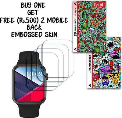 SOMTONE Screen Guard for crossbeats Ignite S3 Max 1.85 inch WITH FREE 500 RUPEES 2 3D EMBOSSED SKIN FOR MOBILE BACK S018(Pack of 4)