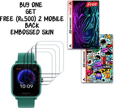 SOMTONE Screen Guard for Amazfit Bip U WITH FREE 500 RUPEES 2 3D EMBOSSED SKIN FOR MOBILE BACK S002(Pack of 4)