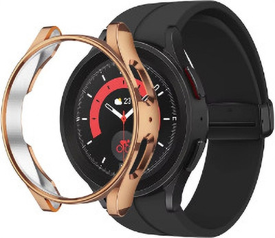 KAZUKI Screen Guard for Samsung Galaxy Watch 5 Pro 45mm TPU Electroplating Hollow Protective Case [Rose Gold](Pack of 1)