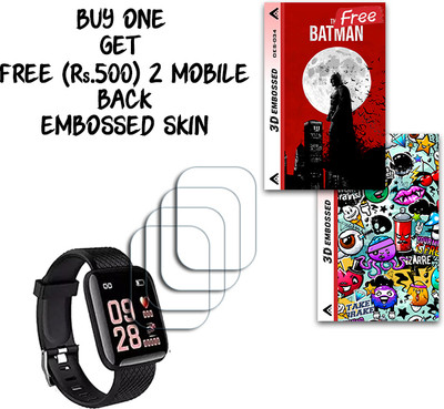 SOMTONE Screen Guard for ID116 Smartwatch 10mm WITH FREE 500 RUPEES 2 3D EMBOSSED SKIN FOR MOBILE BACK S034(Pack of 4)