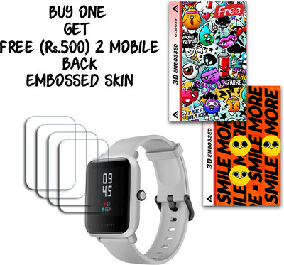 ARBAN Screen Guard for Amazfit Bip S WITH FREE 500 RUPEES 2 3D EMBOSSED SKIN FOR MOBILE BACK S039(Pack of 4)
