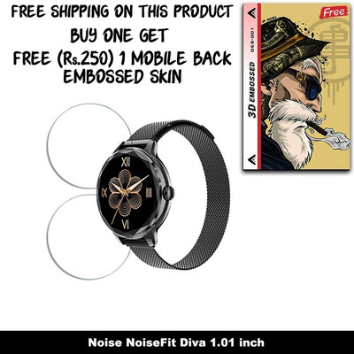 SOMTONE Screen Guard for Noise NoiseFit Diva 1.01 inch Smartwatch SCREEN GUARD WITH FREE 250 RUPEES 1 3D EMBOSSED SKIN FOR MOBILE BACK W2S001(Pack of 2)