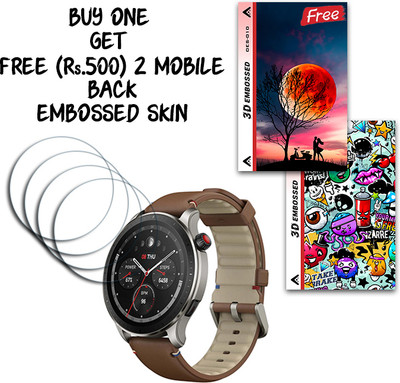 SOMTONE Screen Guard for Amazfit GTR 4 WITH FREE 500 RUPEES 2 3D EMBOSSED SKIN FOR MOBILE BACK S010(Pack of 4)