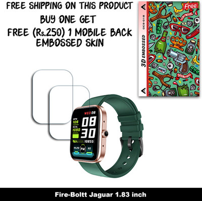 ARBAN Screen Guard for Fire-Boltt Jaguar 1.83 inch WITH FREE 250 RUPEES 1 3D EMBOSSED SKIN FOR MOBILE BACK W2S018(Pack of 2)