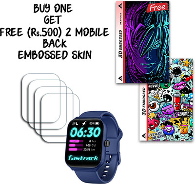 ARBAN Screen Guard for Fastrack FS1 SmartWatch 1.95 inch WITH FREE 500 RUPEES 2 3D EMBOSSED SKIN FOR MOBILE BACK S002(Pack of 4)
