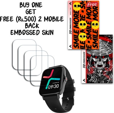SOMTONE Screen Guard for Hammer Pulse 2.0 SmartWatch 1.69 inch WITH FREE 500 RUPEES 2 3D EMBOSSED SKIN FOR MOBILE BACK S172(Pack of 4)