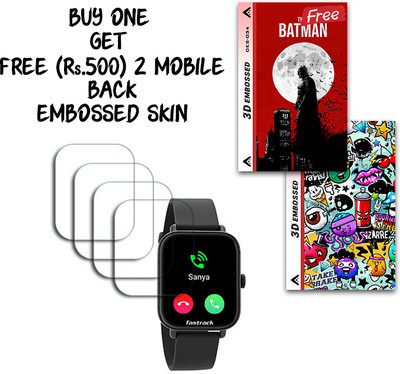 ARBAN Screen Guard for Fastrack Reflex Vox 2 SmartWatch 1.8inch WITH FREE 500 RUPEES 2 3D EMBOSSED SKIN FOR MOBILE BACK S034(Pack of 4)