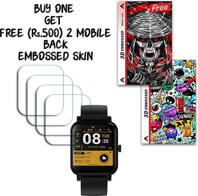 SOMTONE Screen Guard for Maxima Max Pro X1 Smartwatch 1.4 inch WITH FREE 500 RUPEES 2 3D EMBOSSED SKIN FOR MOBILE BACK S124(Pack of 4)