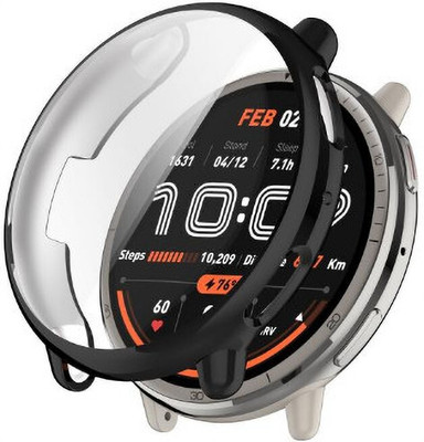 KAZUKI Screen Guard for Amazfit Active 2 A2437 Electroplated TPU Full Coverage Watch Protective Case (Black)(Pack of 1)