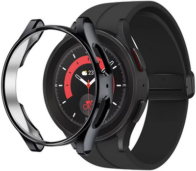 KAZUKI Screen Guard for Samsung Galaxy Watch 5 Pro 45mm Electroplating Hollow TPU Protective Case (Black)(Pack of 1)