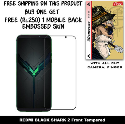 SOMTONE Tempered Glass Guard for REDMI BLACK SHARK 2 And Free 1 Mobile Back Embossed Skin With Cut FS001(Pack of 1)