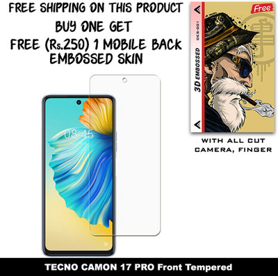 SOMTONE Tempered Glass Guard for TECNO CAMON 17 PRO And Free 1 Mobile Back Embossed Skin With Cut FS001(Pack of 1)