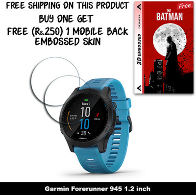 SOMTONE Screen Guard for Garmin Forerunner 945 1.2 inch WITH FREE 250 RUPEES 1 3D EMBOSSED SKIN FOR MOBILE BACK W2S034(Pack of 2)