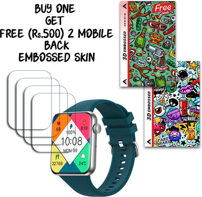 SOMTONE Screen Guard for Pebble Vision 2.05 inch WITH FREE 500 RUPEES 2 3D EMBOSSED SKIN FOR MOBILE BACK S018(Pack of 4)