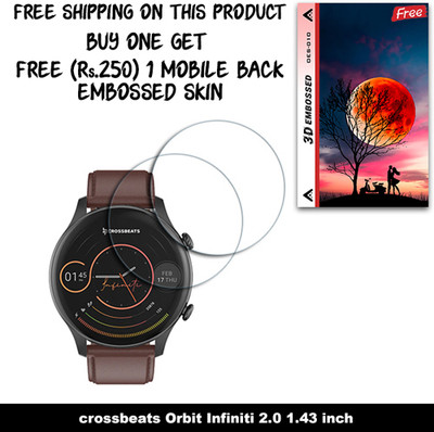 SOMTONE Screen Guard for crossbeats Orbit Infiniti 2.0 1.43 inch WITH FREE 250 RUPEES 1 3D EMBOSSED SKIN FOR MOBILE BACK W2S010(Pack of 2)