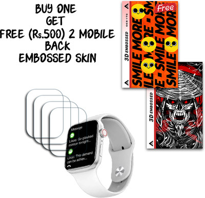 ARBAN Screen Guard for i7 Pro Max SMARTWATCH J285 44 mm WITH FREE 500 RUPEES 2 3D EMBOSSED SKIN FOR MOBILE BACK S172(Pack of 4)