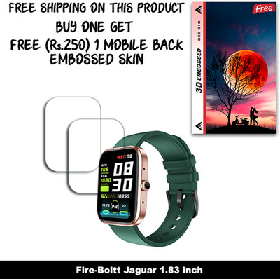SOMTONE Screen Guard for Fire-Boltt Jaguar 1.83 inch WITH FREE 250 RUPEES 1 3D EMBOSSED SKIN FOR MOBILE BACK W2S010(Pack of 2)