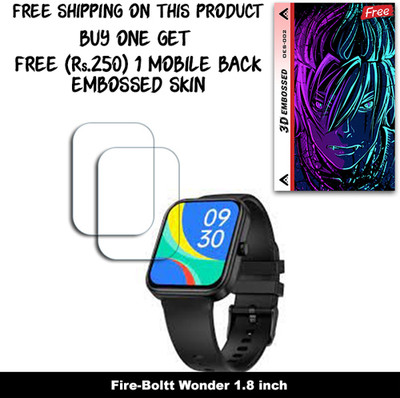 SOMTONE Screen Guard for Fire-Boltt Wonder 1.8 inch WITH FREE 250 RUPEES 1 3D EMBOSSED SKIN FOR MOBILE BACK W2S002(Pack of 2)