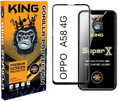 KING GORILLA Screen Guard for OPPO A58 4G Tempered Glass Screen Protector | Edge-to-Edge Full Coverage | 9H Hardness | HD Clarity | Anti-Scratch & Smudge Guard(Pack of 1)