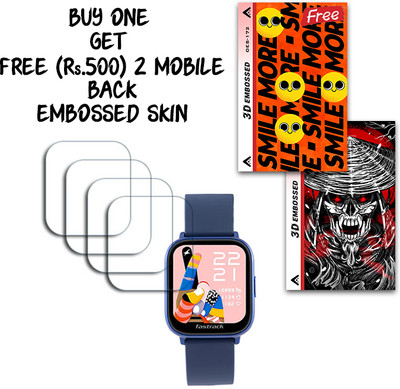 SOMTONE Screen Guard for Fastrack Reflex Vybe Smartwatch 1.5 inch WITH FREE 500 RUPEES 2 3D EMBOSSED SKIN FOR MOBILE BACK S172(Pack of 4)