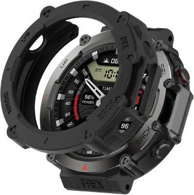 KAZUKI Screen Guard for Amazfit T-Rex Ultra Armor Hollow Watch Protective Case (Black)(Pack of 1)