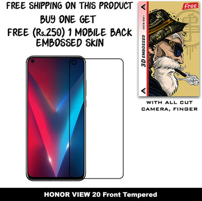 SOMTONE Tempered Glass Guard for HONOR VIEW 20 And Free 1 Mobile Back Embossed Skin With Cut FS001(Pack of 1)
