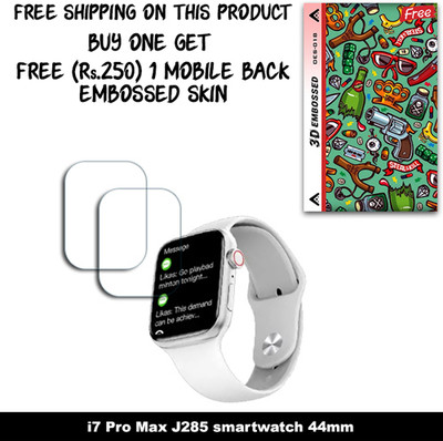 SOMTONE Screen Guard for i7 Pro Max J285 smartwatch 44mm WITH FREE 250 RUPEES 1 3D EMBOSSED SKIN FOR MOBILE BACK W2S018(Pack of 2)
