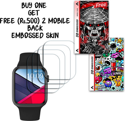 SOMTONE Screen Guard for crossbeats Ignite S3 Max 1.85 inch WITH FREE 500 RUPEES 2 3D EMBOSSED SKIN FOR MOBILE BACK S124(Pack of 4)