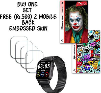 ARBAN Screen Guard for Maxima Max Pro X2 Smartwatch 1.4 inch WITH FREE 500 RUPEES 2 3D EMBOSSED SKIN FOR MOBILE BACK S026(Pack of 4)