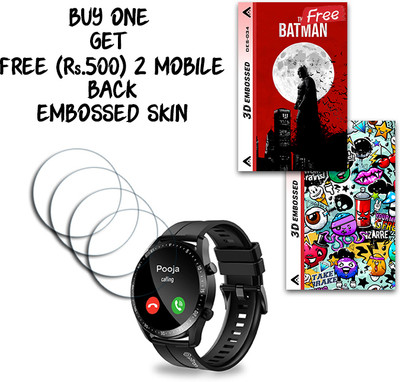ARBAN Screen Guard for PTron Force X11P Smartwatch 1.3 inch WITH FREE 500 RUPEES 2 3D EMBOSSED SKIN FOR MOBILE BACK S034(Pack of 4)