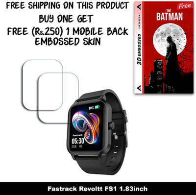 ARBAN Screen Guard for Fastrack Revoltt FS1 1.83inch WITH FREE 250 RUPEES 1 3D EMBOSSED SKIN FOR MOBILE BACK W2S034(Pack of 2)