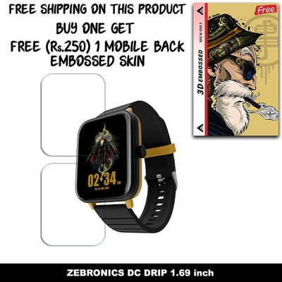 SOMTONE Screen Guard for ZEBRONICS DC DRIP 1.69 inch Smartwatch SCREEN GUARD WITH FREE 250 RUPEES 1 3D EMBOSSED SKIN FOR MOBILE BACK W2S001(Pack of 2)